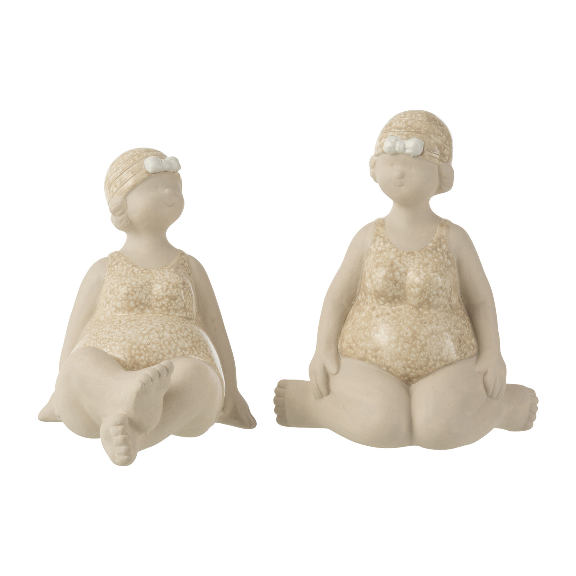 J-Line décoration Baigneuse Maillot De Bain Assise - céramique - beige - 2 pcs