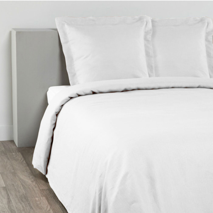 Housse de couette unie en lin, Made in France, CYTHÈRE , Blanc