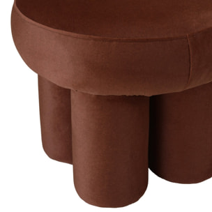 LEOPOLD - Pouf forme design n°2 en tissu effet velours marron