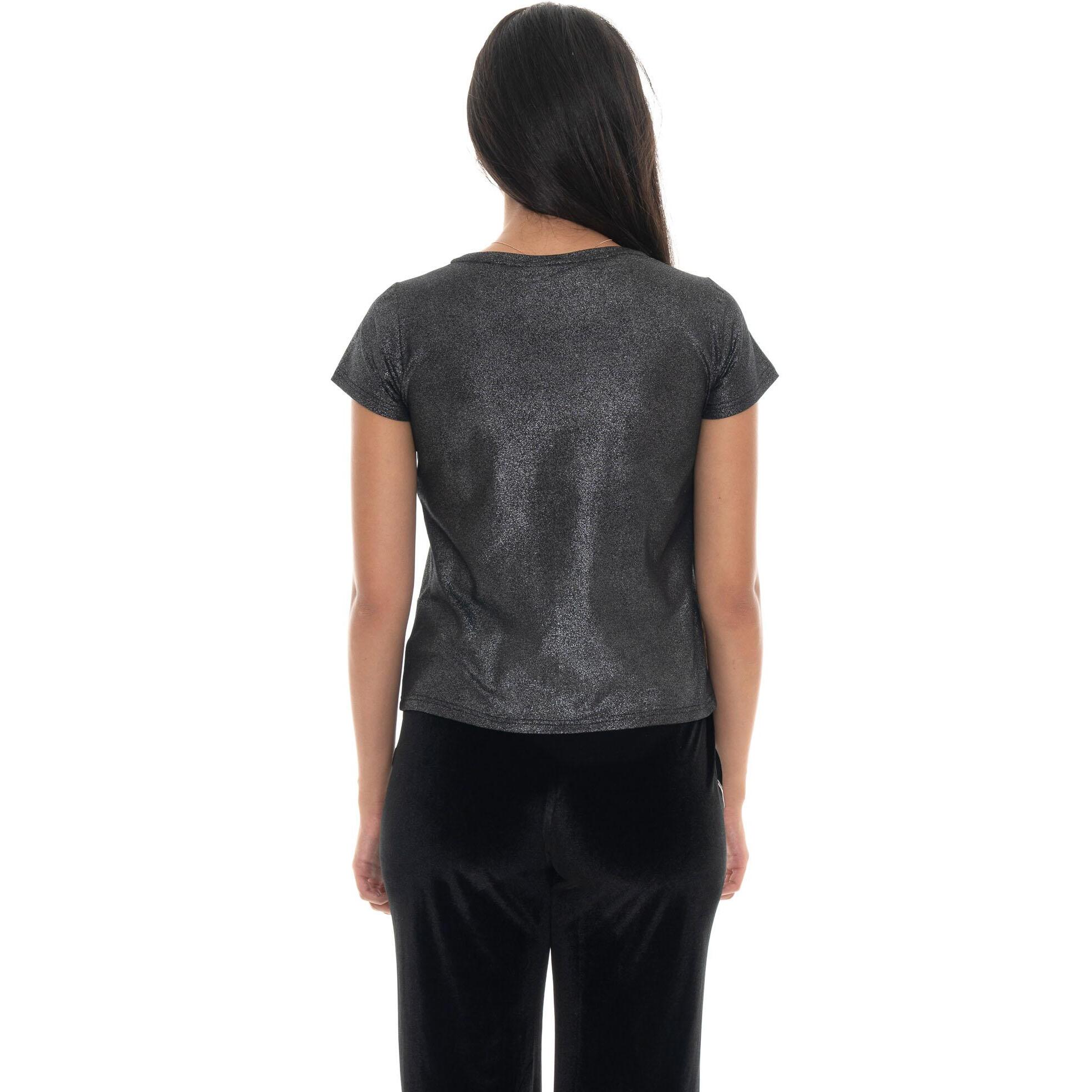T-shirt donna a manica corta in tessuto lurex Leone 1947 Gold Studs