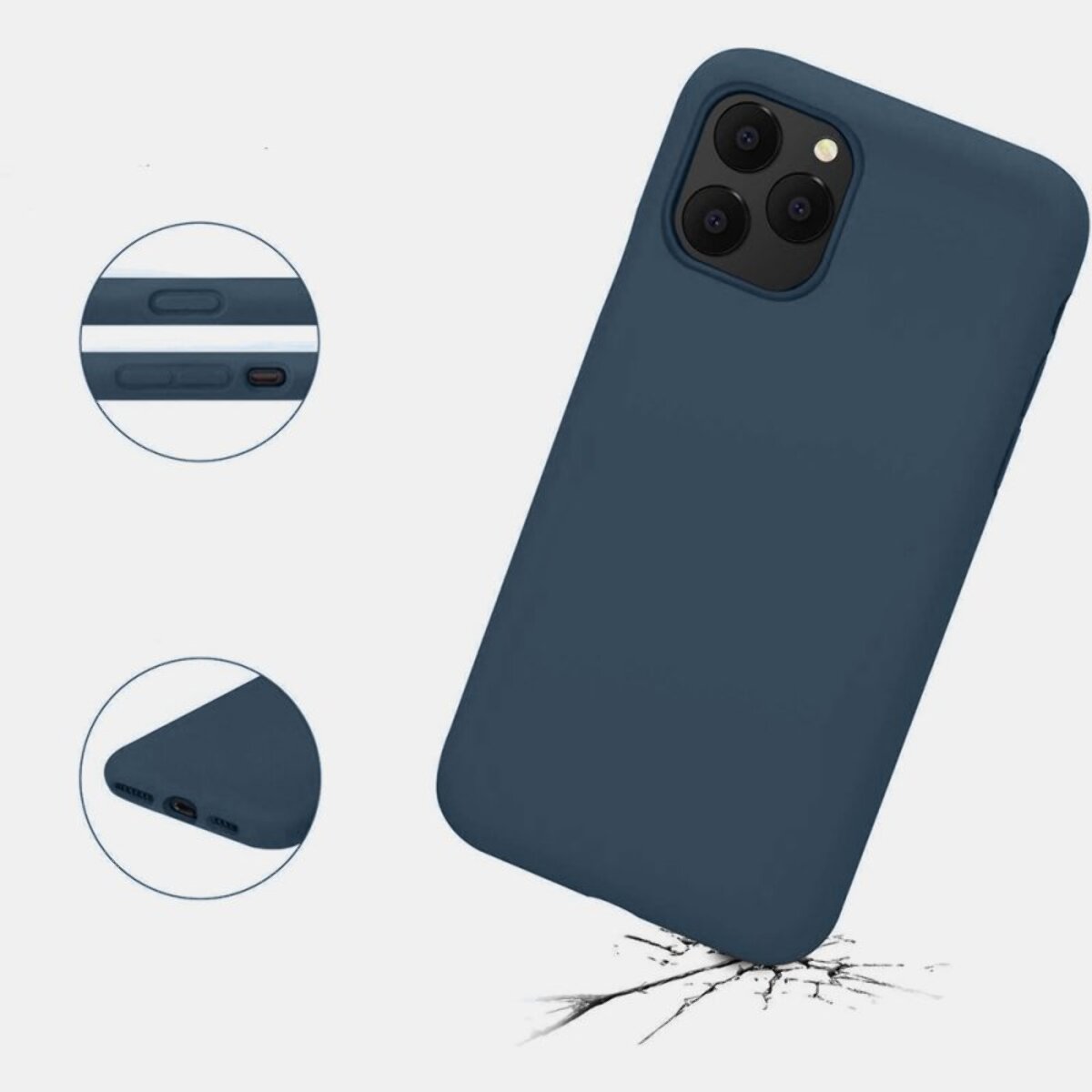 Coque iPhone 11 Pro Silicone liquide Bleu Marine + 2 Vitres en Verre trempé Protection écran Antichocs