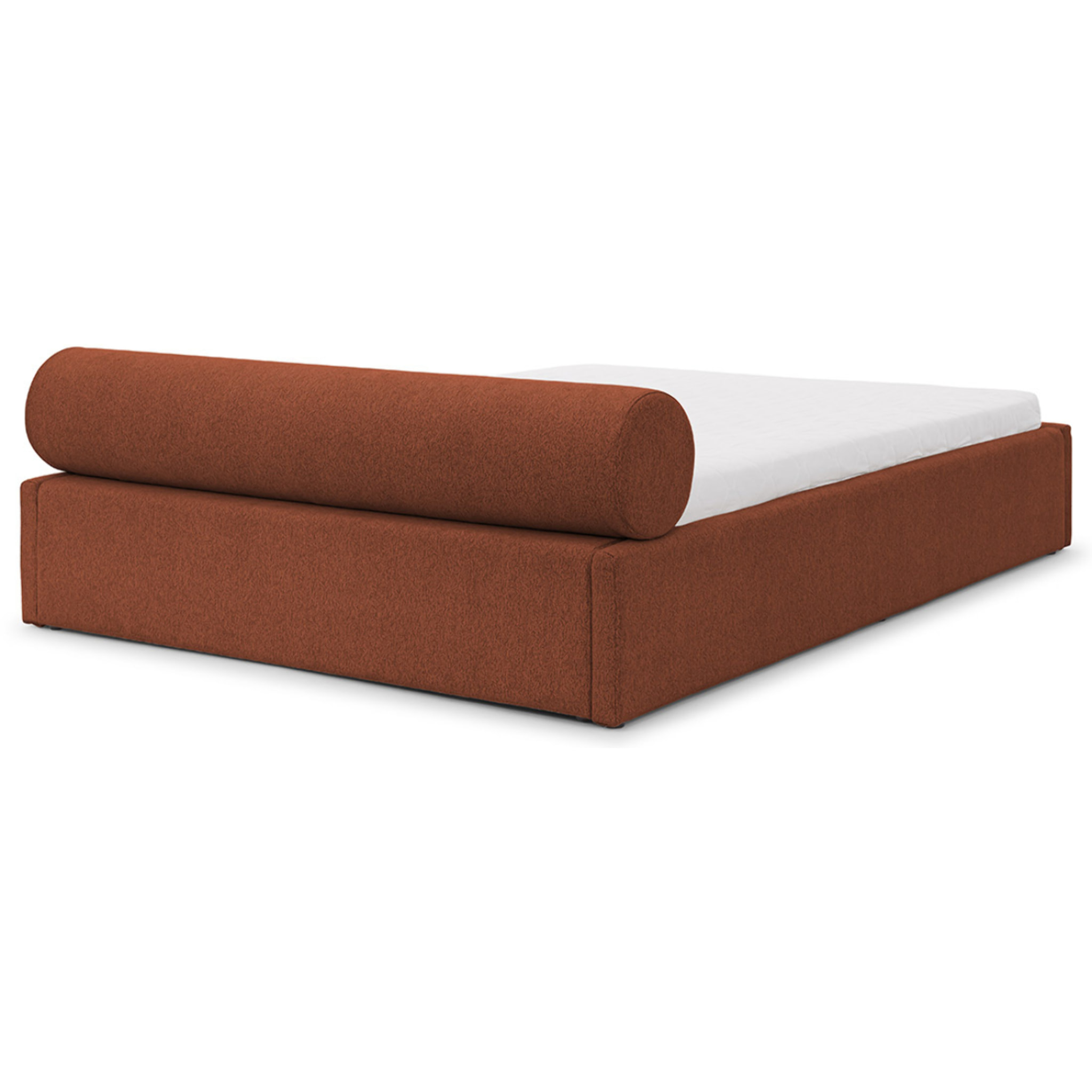 Billy - lit coffre - 180x200 cm - en tissu texturé - sommier inclus - Terracotta