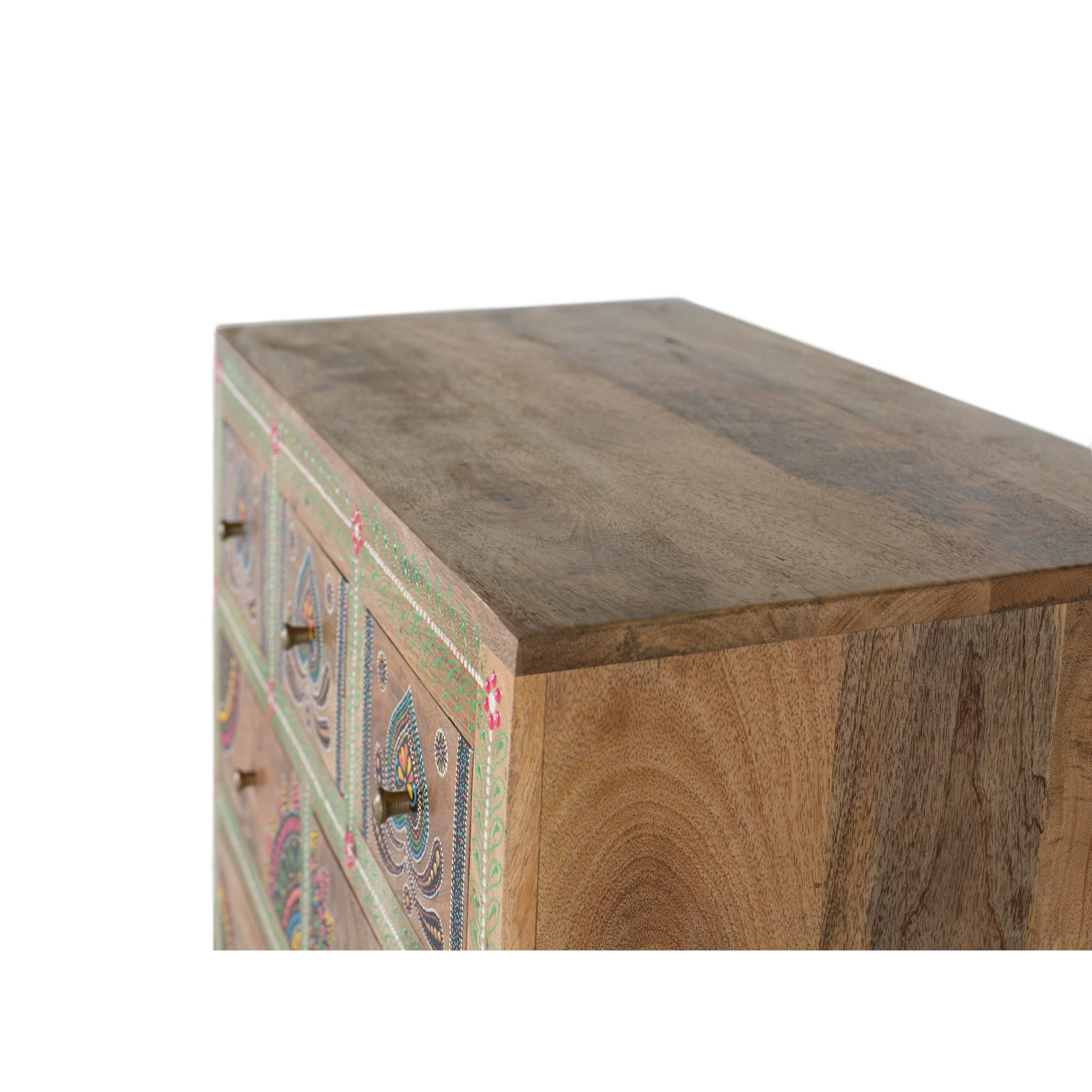 Cómoda de Madera de Mango 80 Cm Estilo Clásico Rústico