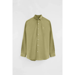 Camisa verde hoja de corte slim con logo Rigby Go