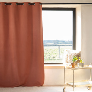 Rideau 100% occultant thermique phonique chiné - Terracotta