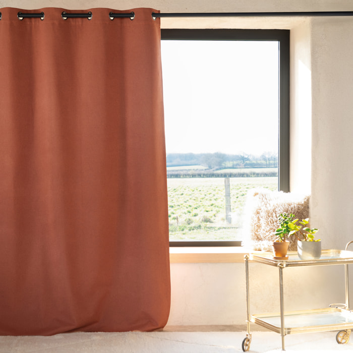 Rideau 100% occultant thermique phonique chiné - Terracotta