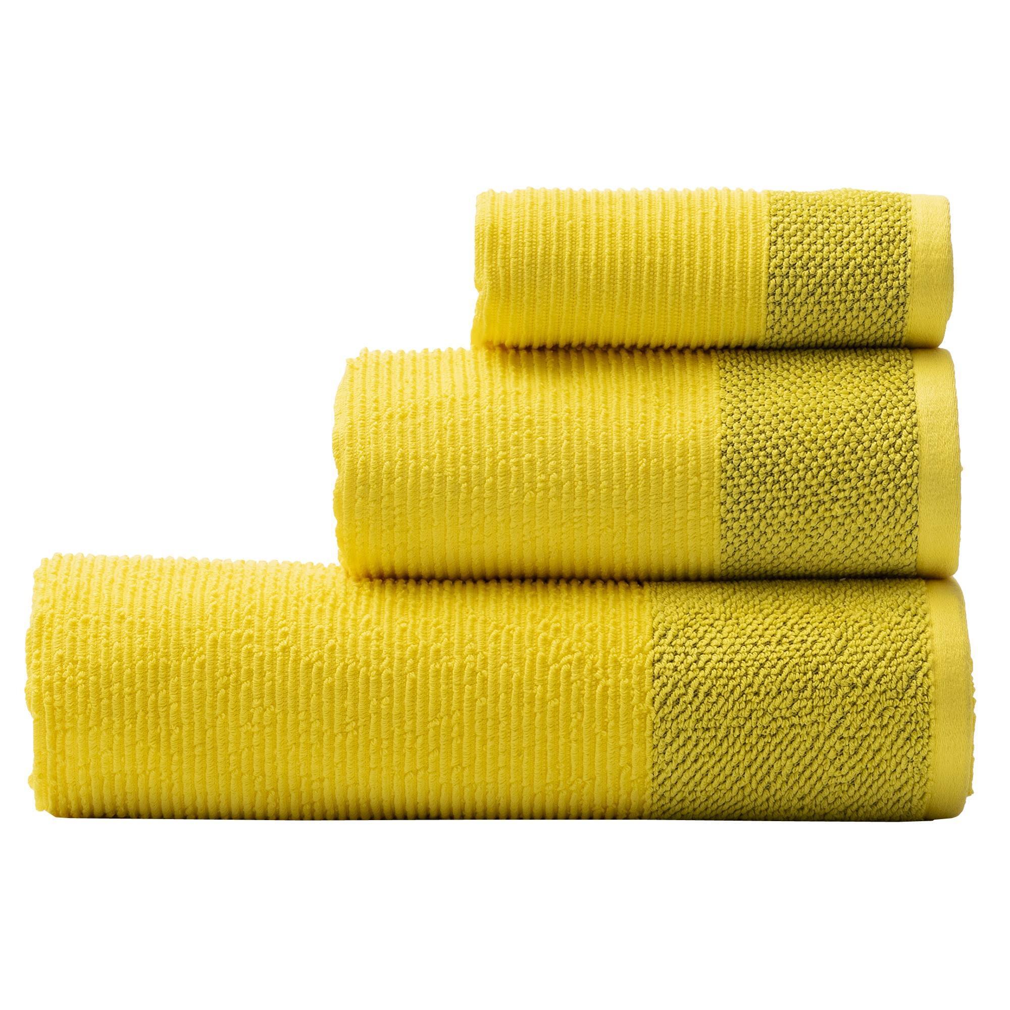 Set 3pc toalla de baño (tocador 30x50cm + manos 50x90cm + baño 70x140cm) 450gsm 100%algodón amarillo 'rainbow'