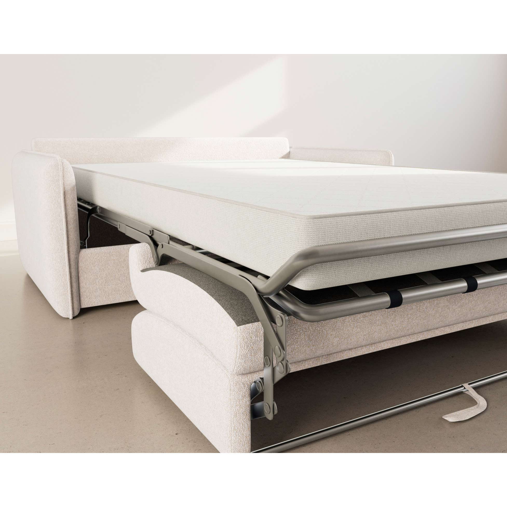 Gauthier - Canapé lit 3 places convertible express couchage quotidien 140 cm matelas 14 cm en tissu texturé - Beige