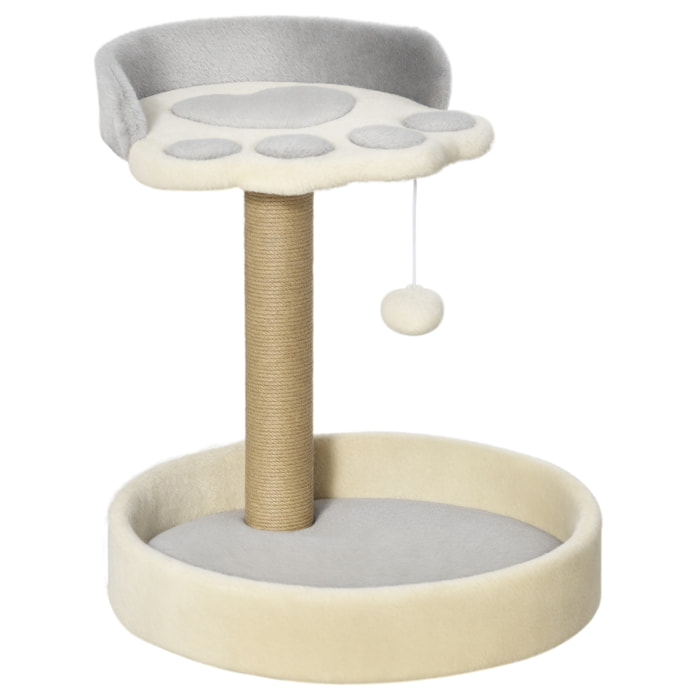 Árbol Rascador para Gatos, Árbol para Gatos, Altura 44 cm, Torre de Escalada con 2 Camas, Poste de Yute, Juguete Colgante, Gris Claro