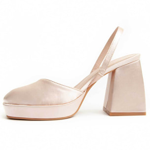 Zapato de tacón - Beige - Altura: 7 cm