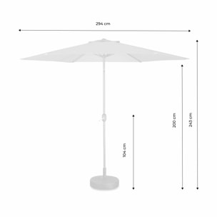 Parasol droit rond Ø300cm - Touquet Terracotta - mât central en aluminium orientable et manivelle d'ouverture