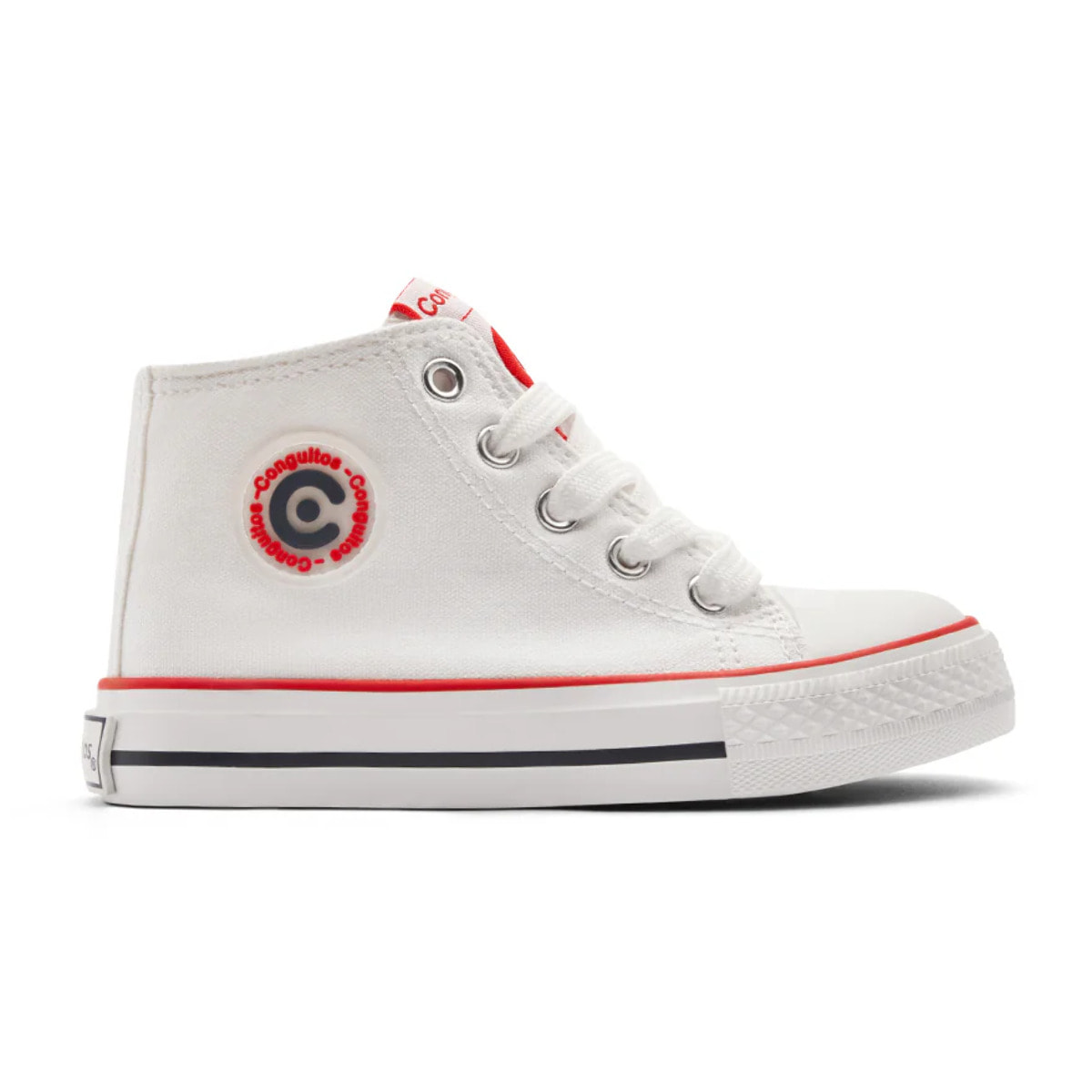 Zapatillas Altas Niña Estampado Blanco Detalle Rojo