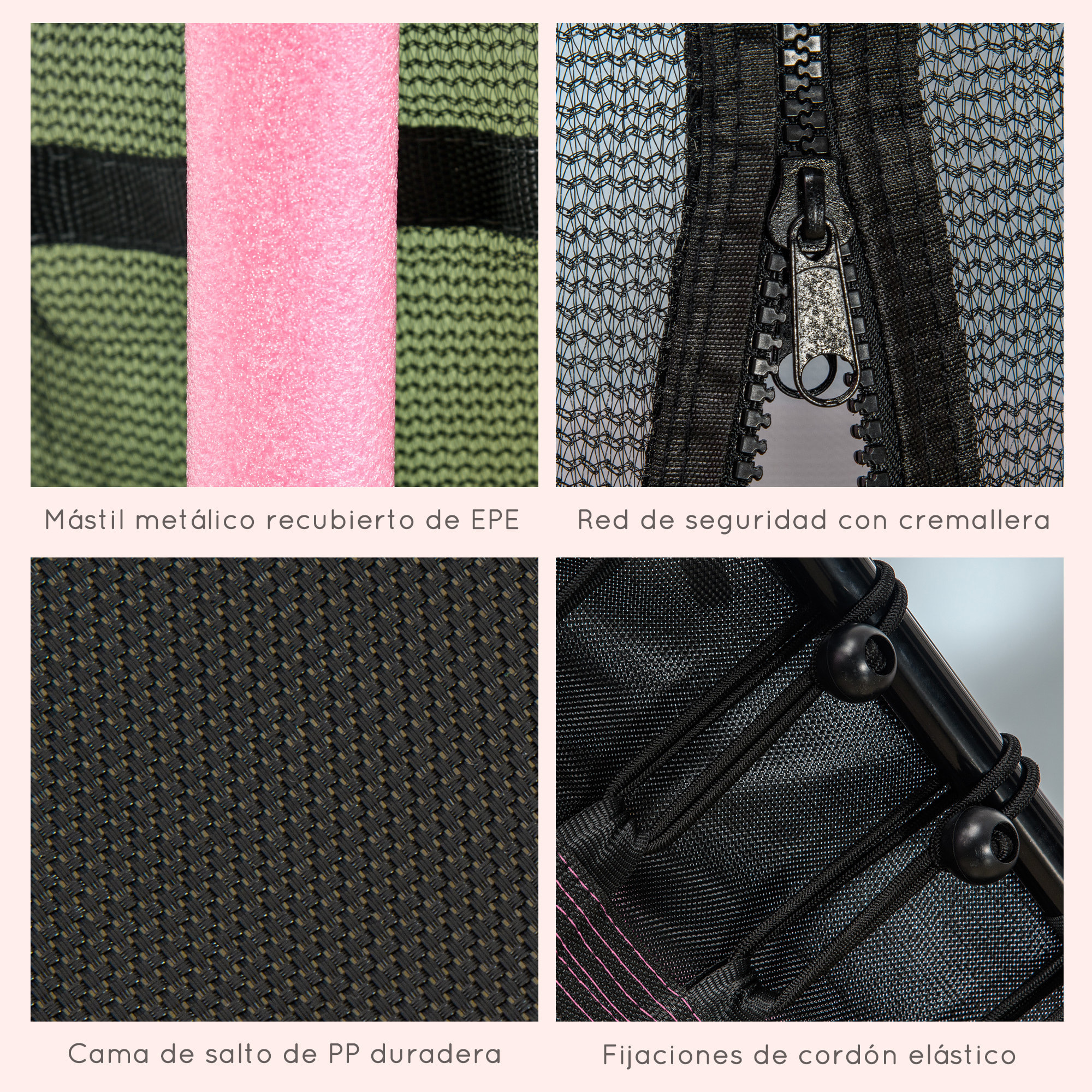 Cama Elástica Infantil de Jardín Ø163,5x190 cm Trampolín para Niños de +3 Años con Red de Seguridad y Marco de Acero para Interior Exterior Carga 50 kg Negro y Rosa