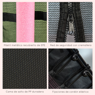 Cama Elástica Infantil de Jardín Ø163,5x190 cm Trampolín para Niños de +3 Años con Red de Seguridad y Marco de Acero para Interior Exterior Carga 50 kg Negro y Rosa