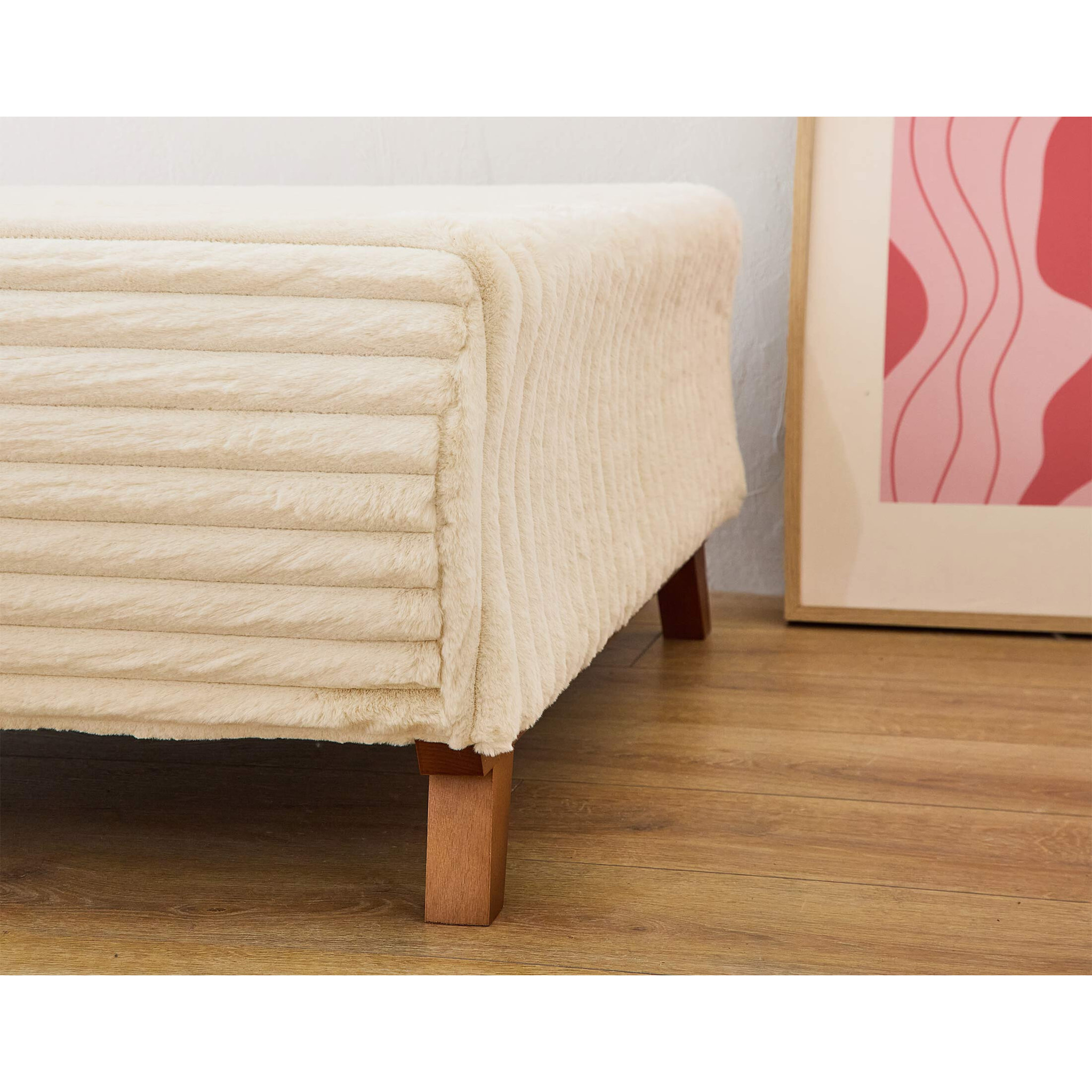 Cristal - pouf modulable - 95 cm - en fausse fourrure côtelée - Beige