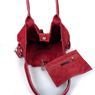 Borse Donna colore Rosso-in pelle Made in Italy 36x45x19cm