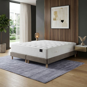 Ensemble matelas ressorts HÉLIOS, mémoire de forme, H31 cm, sommier taupe