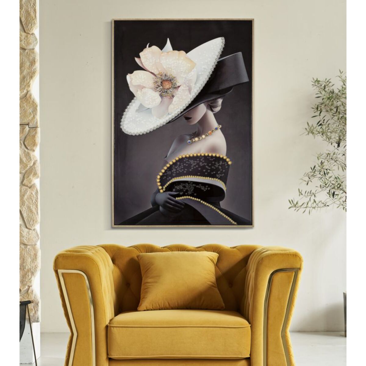 DIPINTO SU TELA LACCATO WIEN HAT -B- C/CORNICE CM 62X4X92