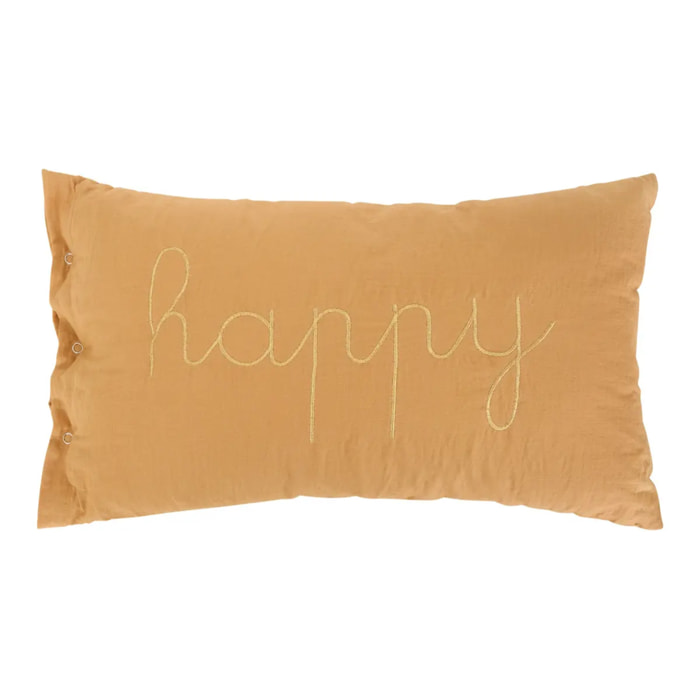 Coussin rectangulaire "Lili" en gaze de coton 50x30cm marron