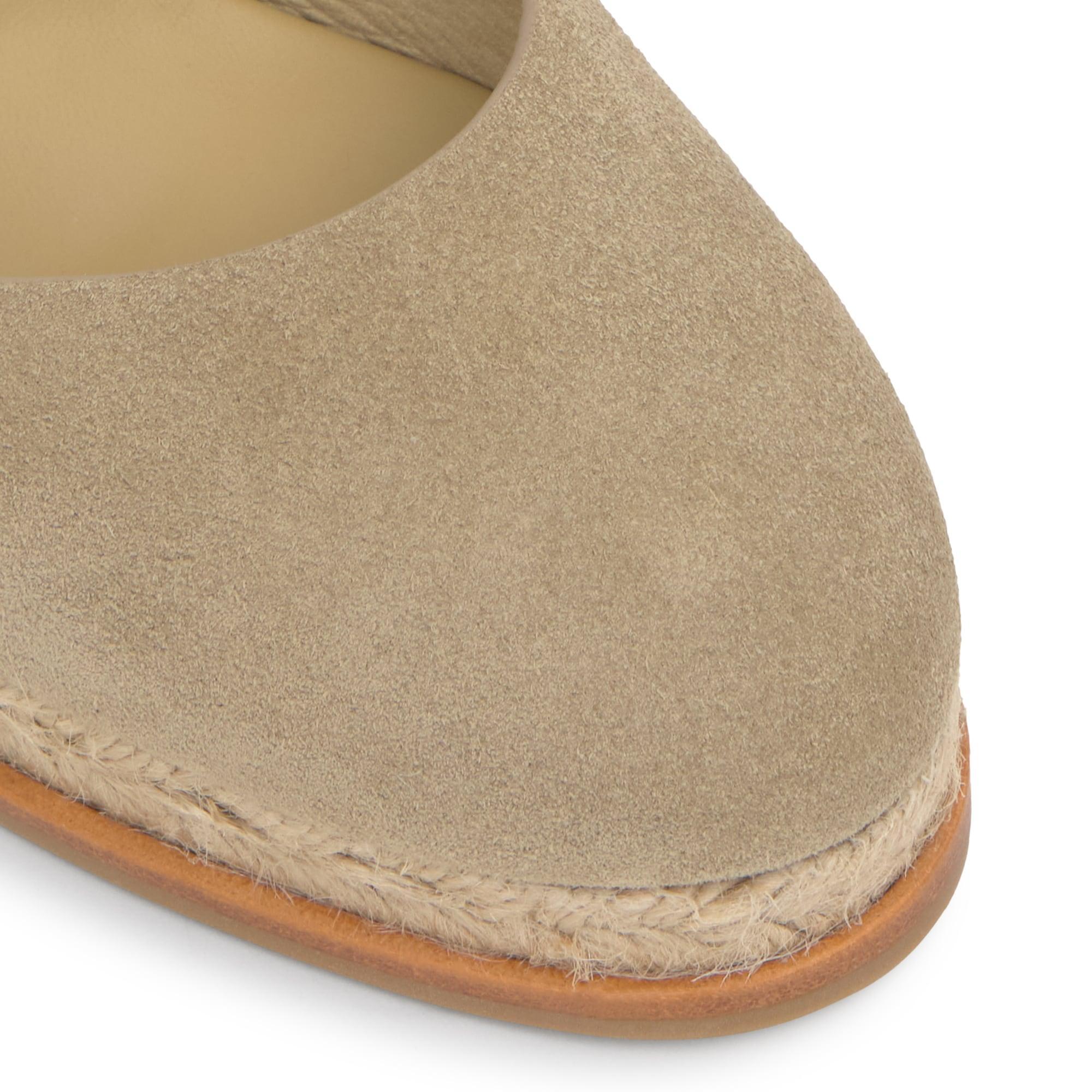 Alpargata Camila cuña de yute con doble plataforma en serraje y piso de cuero