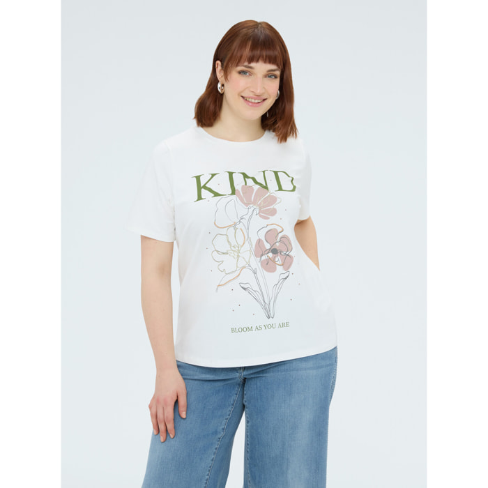 Fiorella Rubino - Camiseta de algodón con estampado floral - Blanco