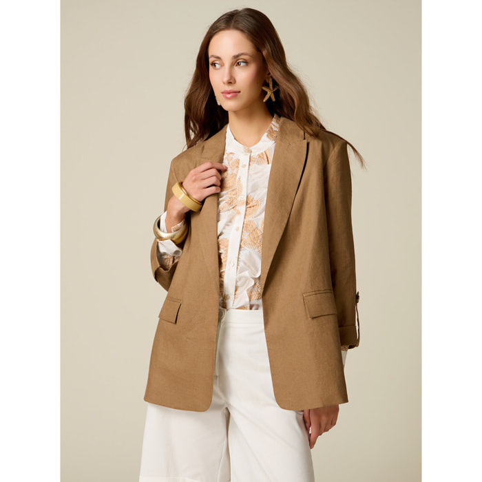 Oltre - Chaqueta desestructurada de lino - Beige