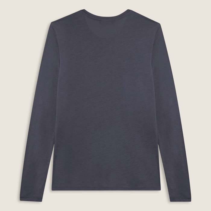 T-shirt donna manica lunga con grafica metallizzata