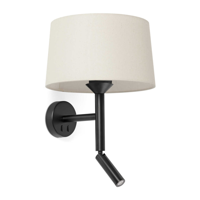 WINDSOR Applique avec lecteur con lettore noire/lin