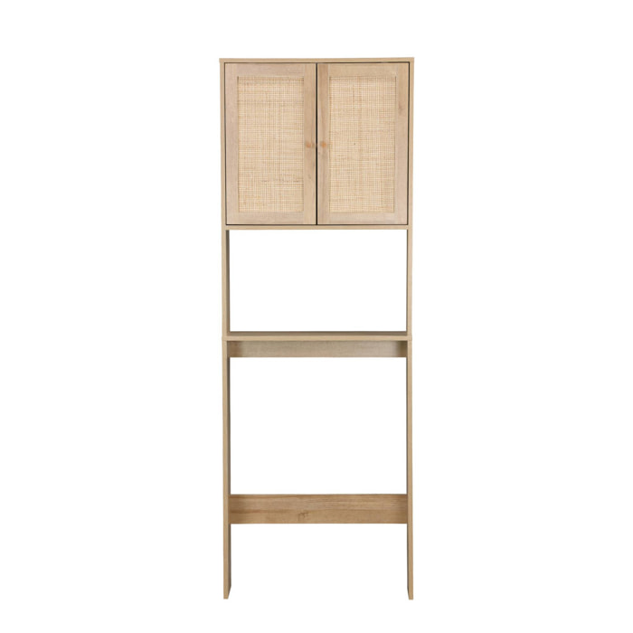 Etagère meuble WC décor bois et cannage Bohème 1 étagère 64 x 20 x 180 cm naturel
