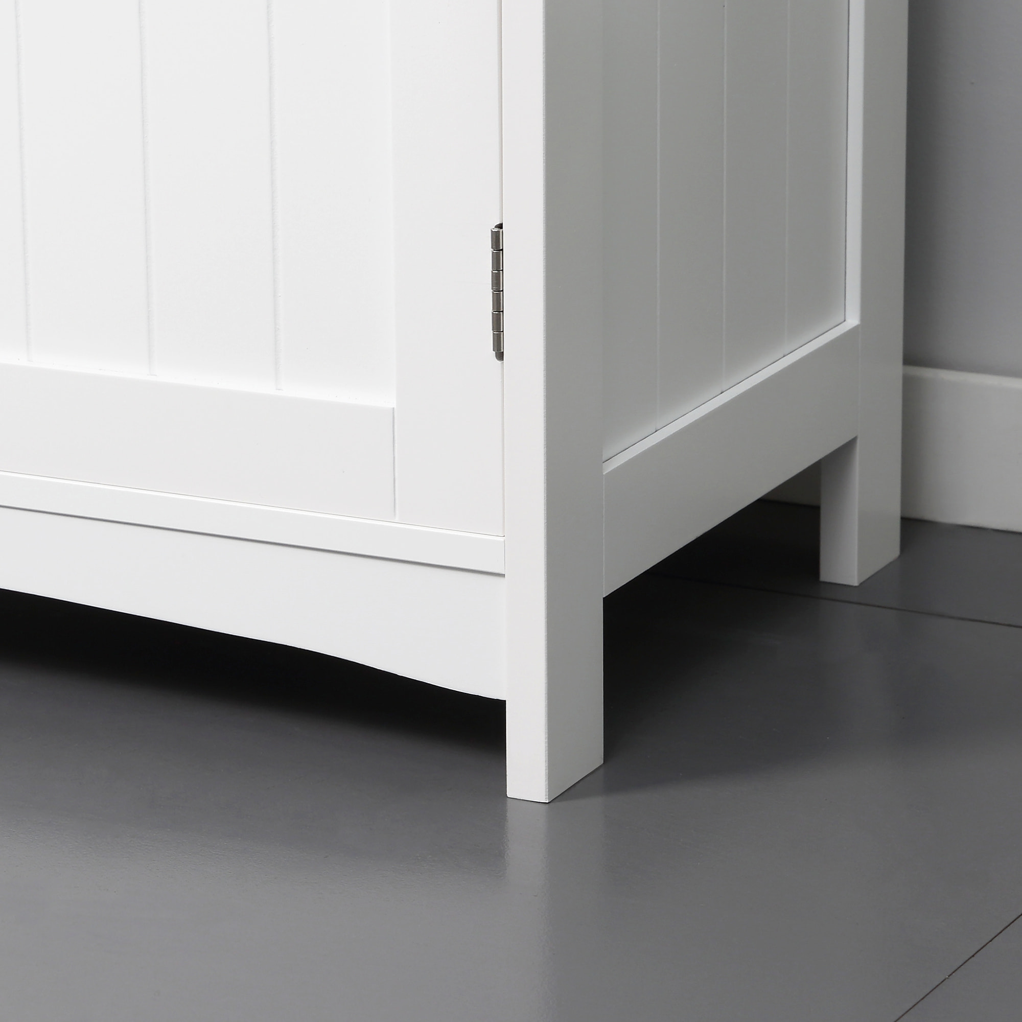 Meuble sous vasque sur pied 2 portes étagères dim. 60 x 33 x 76 cm blanc gris