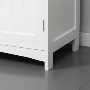Meuble sous vasque sur pied 2 portes étagères dim. 60 x 33 x 76 cm blanc gris