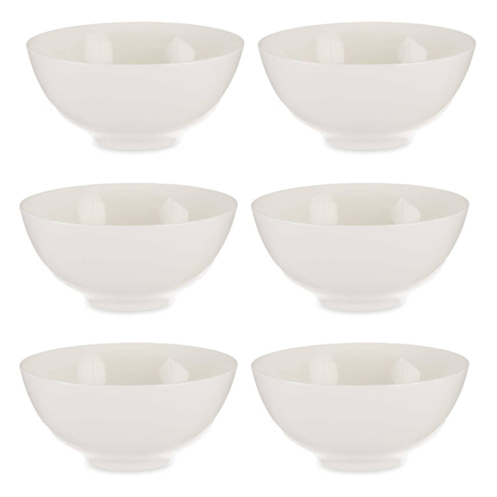 Set 6 cuencos porcelana blanca aperitivo colección vessia