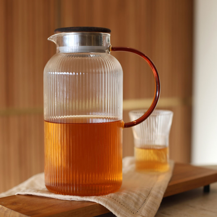 Pichet en verre et anse ambre 2L KARL