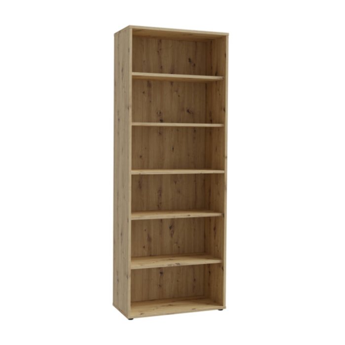 Etagère 5 plateaux 85 cm de large en décor bois chêne - GOTHAM