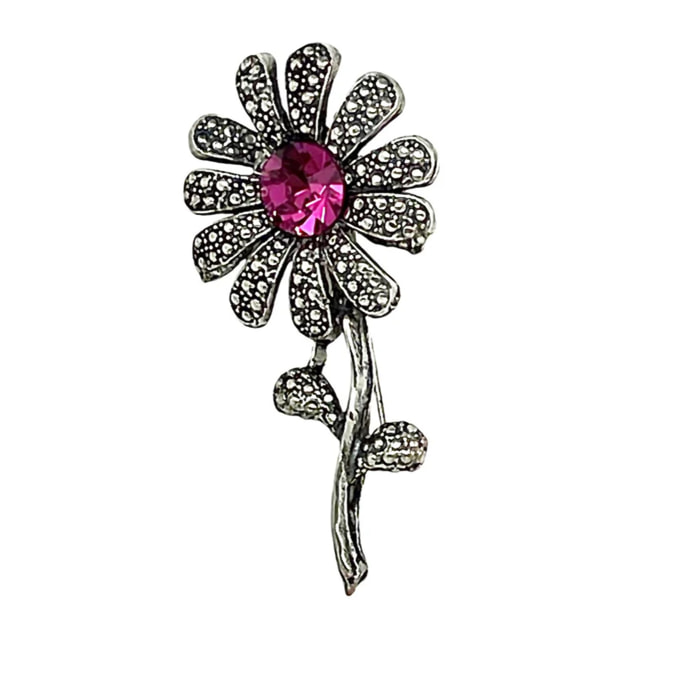 Broche Margarita en fuschial SW y plata