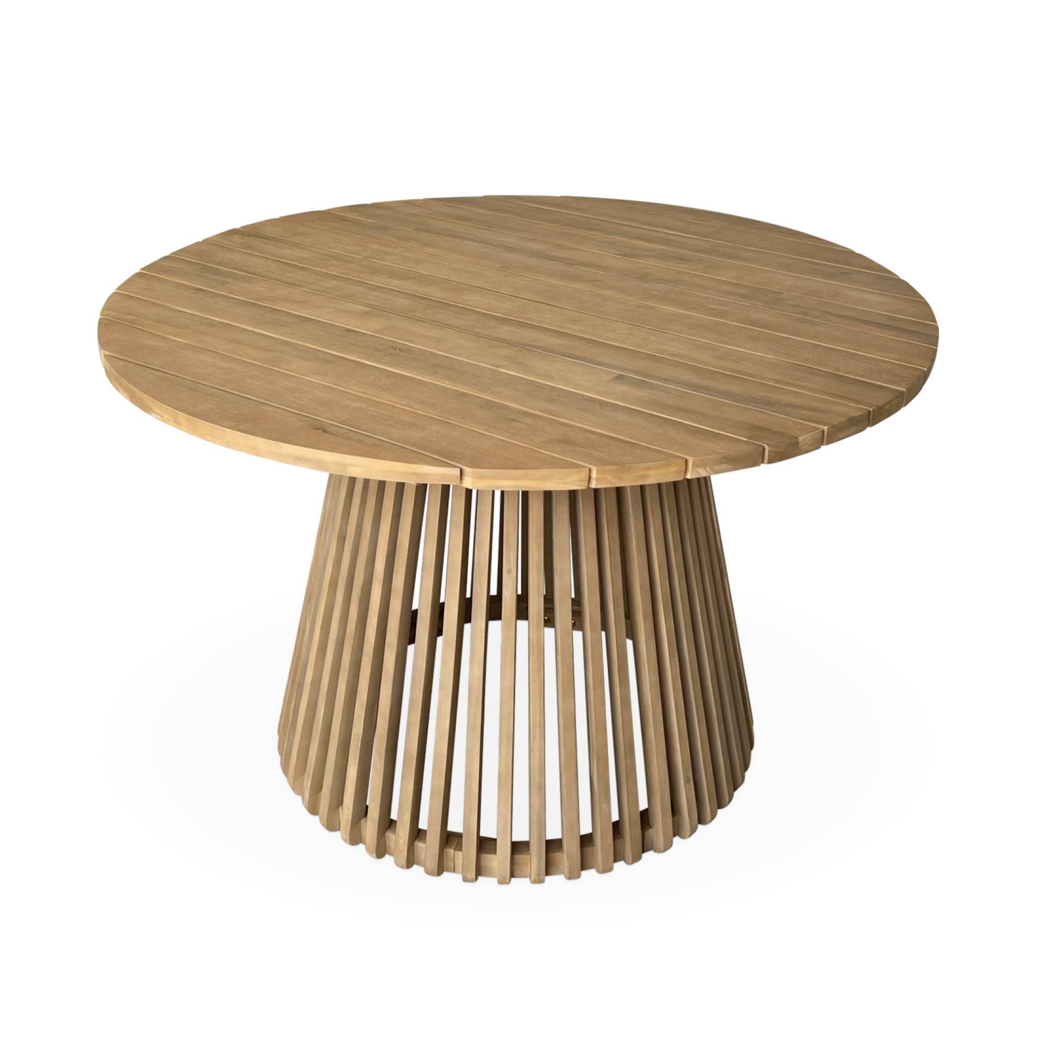 Table intérieur/extérieur bois d'acacia + 4 assises en corde noir et acier