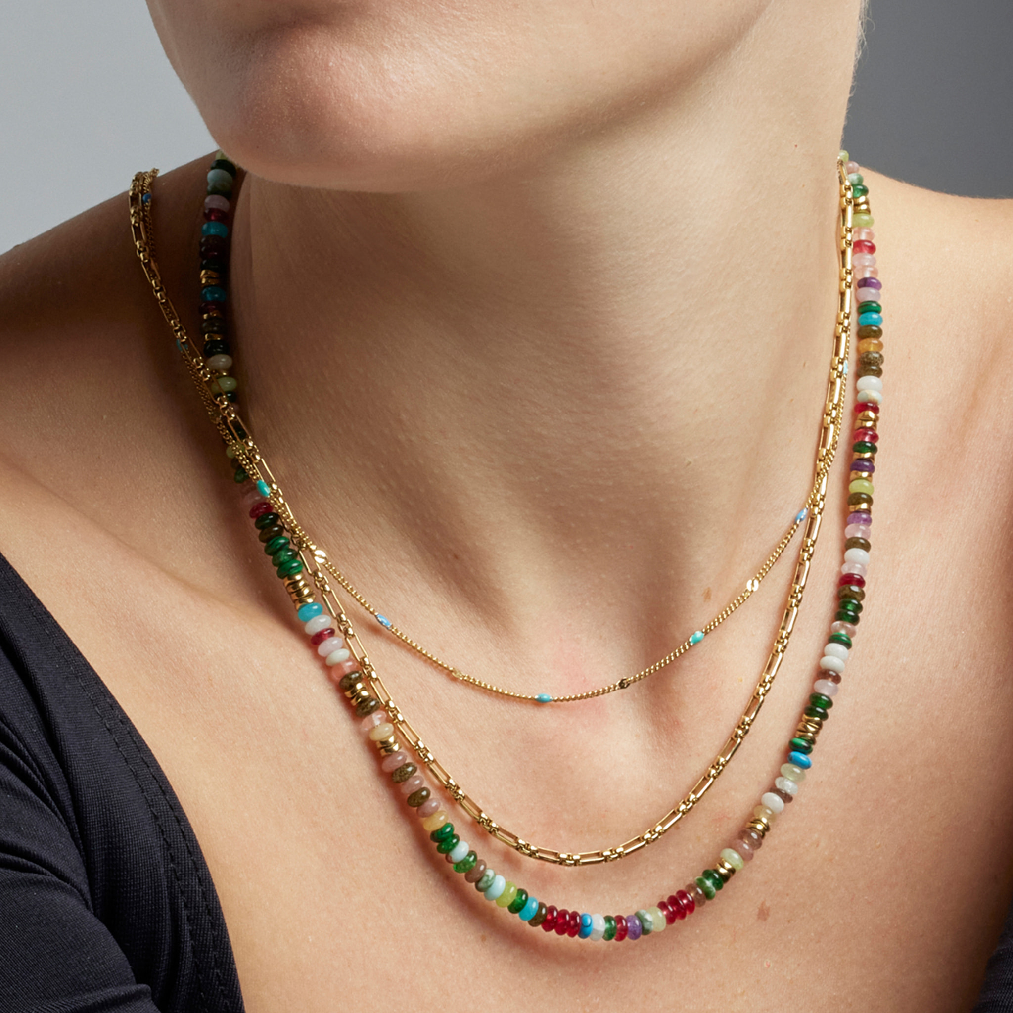 Collar con Cristal Multicolor acabado oro 18k