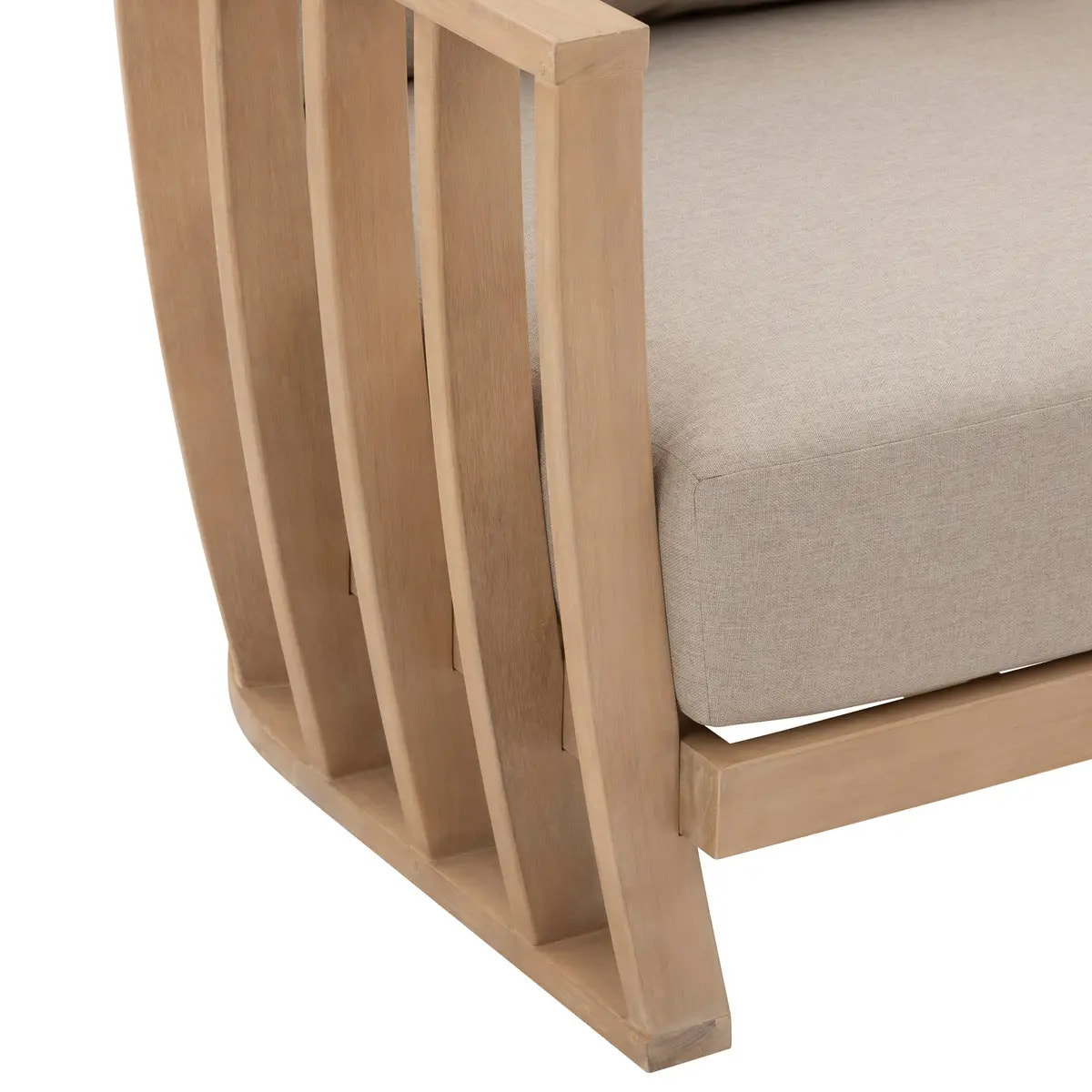 Fauteuil de salon de jardin "Lemindo" eucalyptus & beige polyester et eucalyptus