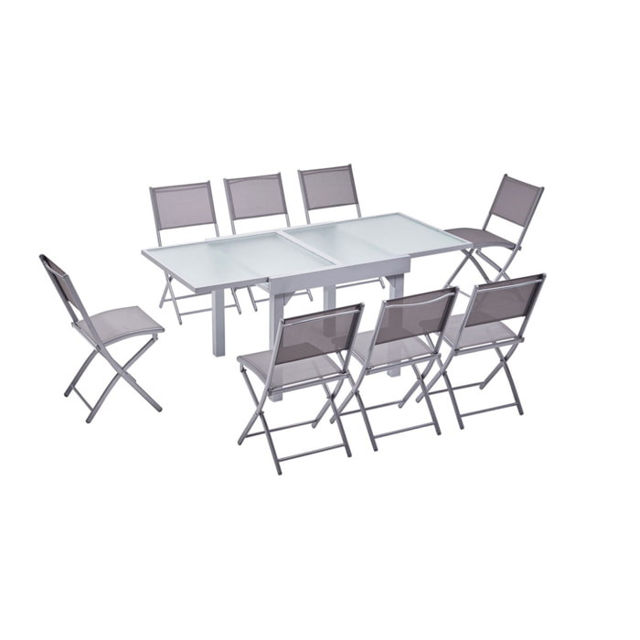 Table de jardin extensible 8 places et 8 chaises SACRAMENTO