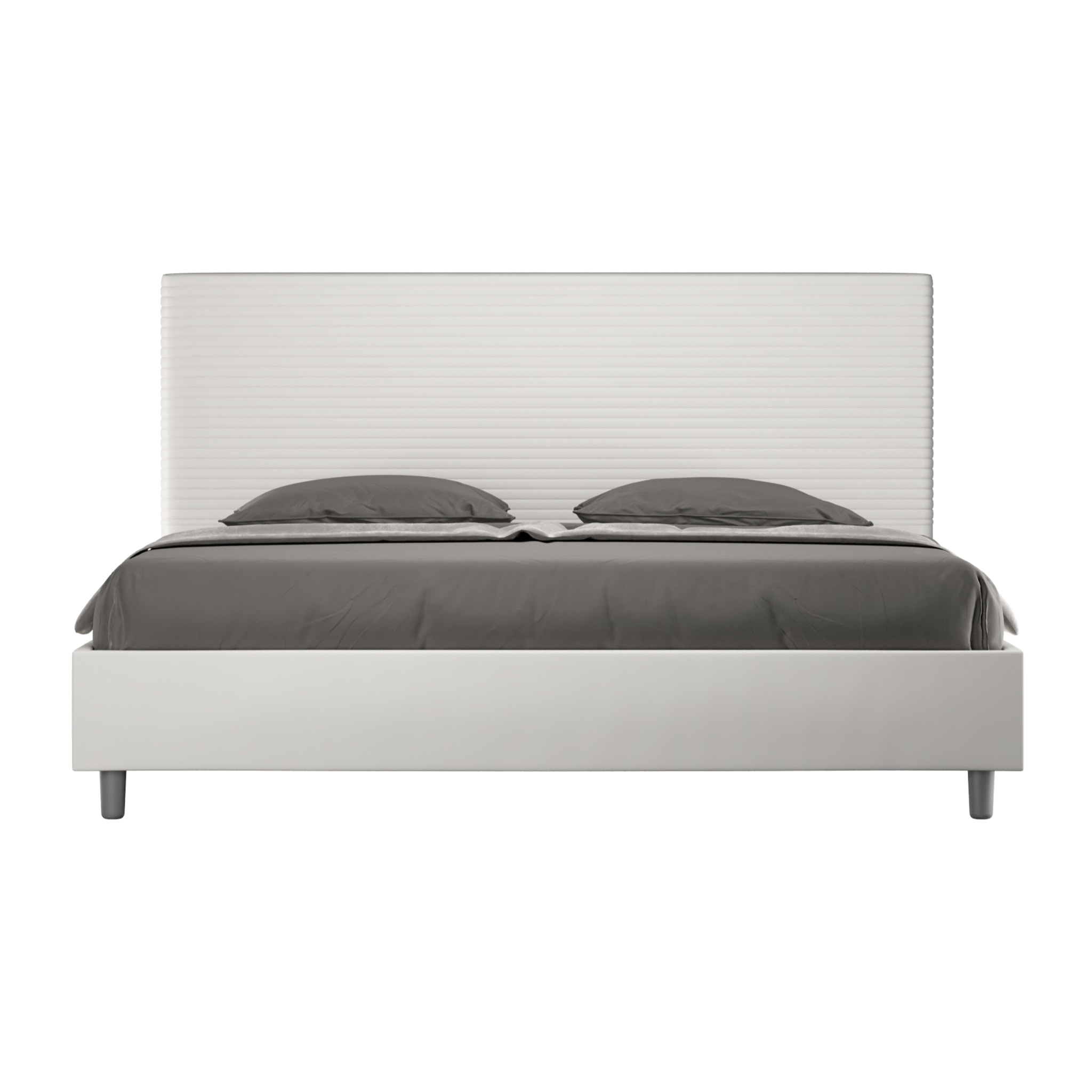 Letto matrimoniale king size senza rete imbottito 200x210 similpelle bianco Focus