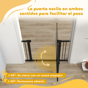 Barrera para Perros Puerta para Perros con Ancho Ajustable 76-104 cm Barrera de Seguridad para Perros con 2 Extensiones y Doble Bloqueo para Escaleras y Puertas Negro