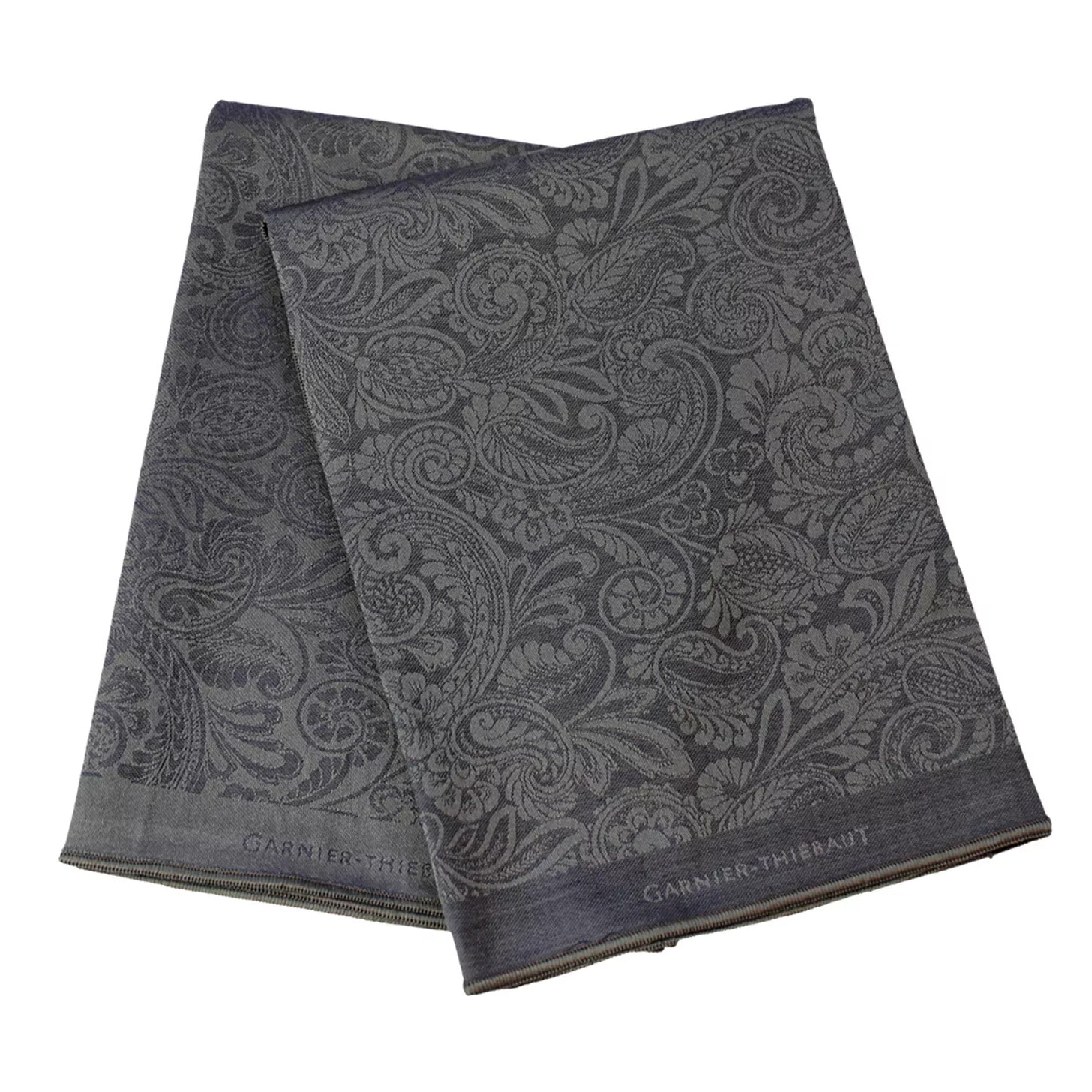 Lot de 2 mouchoirs pur coton motif jacquard anthracite Cachemire anthracite