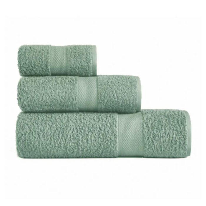 Set 3 asciugamano spugna cotone 100% Made in Italy. Ospite + Salvietta + Telo. Colore VERDE SALVIA