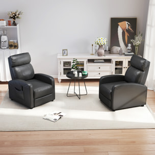 Sillón de Masaje Sillón Relax Reclinable con Mando a Distancia 2 Zonas de Masaje 8 Programas 5 Niveles de Intensidad 1 Bolsillo Lateral y Temporizador Tapizado en PU 68x88x98 cm Negro
