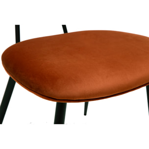Chaises design en velours terre brûlée, métal noir et cannage rotin (lot de 2) SWANN