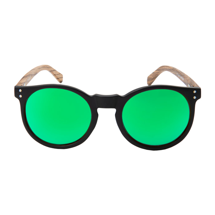 Gafas de sol OCEAN LIZARD WOOD - Madera negro y patillas marrón / Revo verde