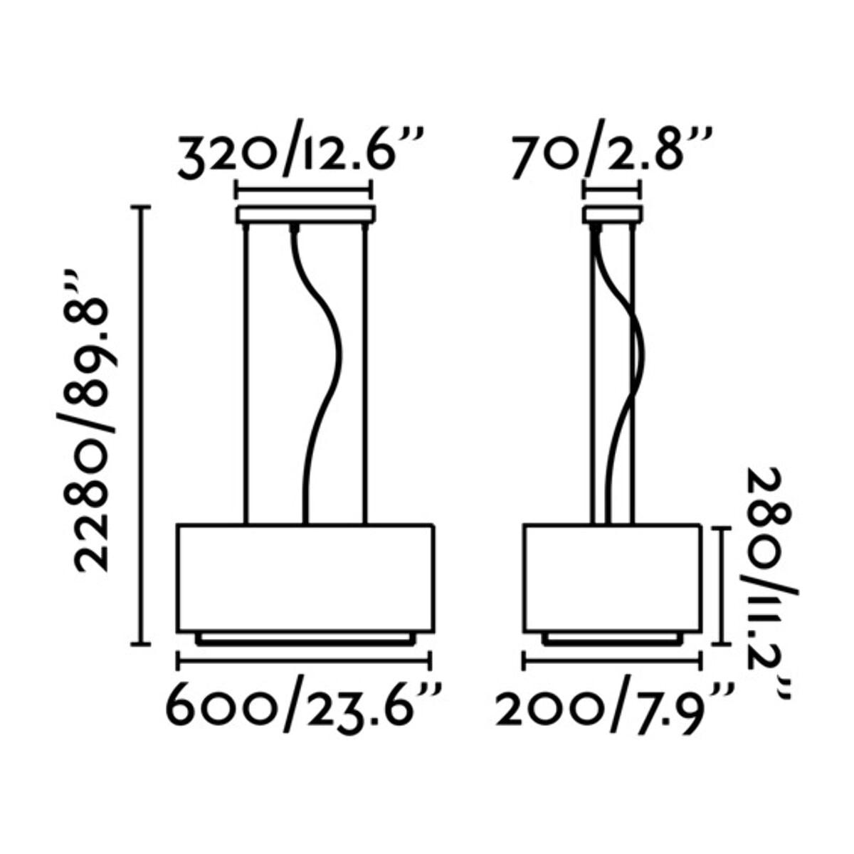 VESPER 600 Lampe suspension blanche