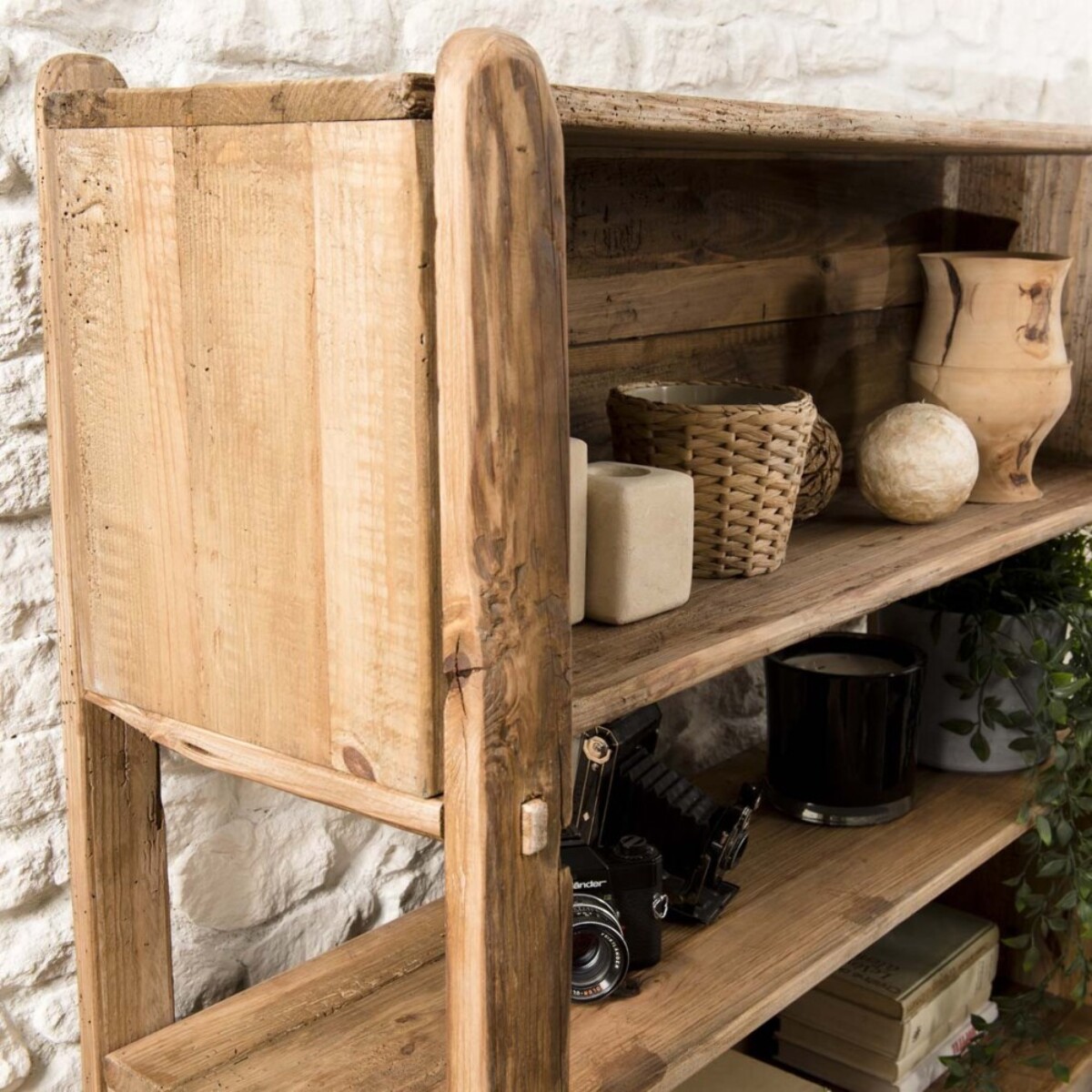 SANDY - Étagère marron 5 niveaux bois Pin recyclé