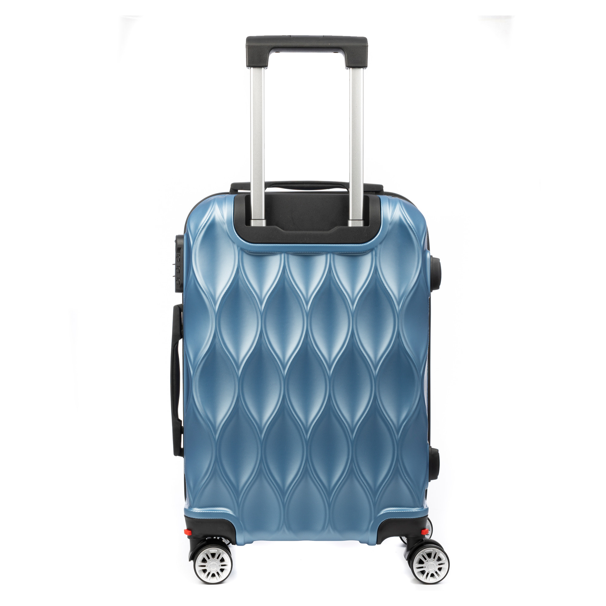 DAM Maleta de cabina Trolley en material ligero de ABS de alta resistencia. Cerradura numérica y 4 ruedas dobles extraíbles y giratorias 360°. 37x24x56 Cm. Color: Azul