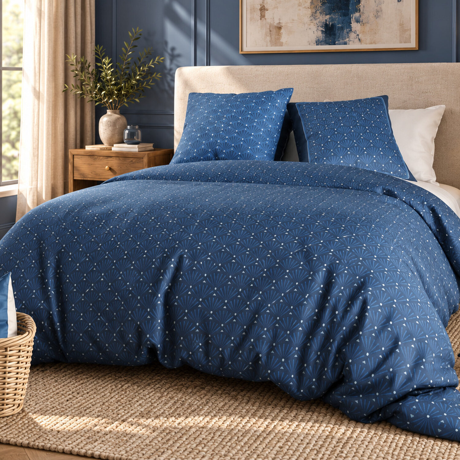 Parure housse de couette imprimé 100% coton - azura
